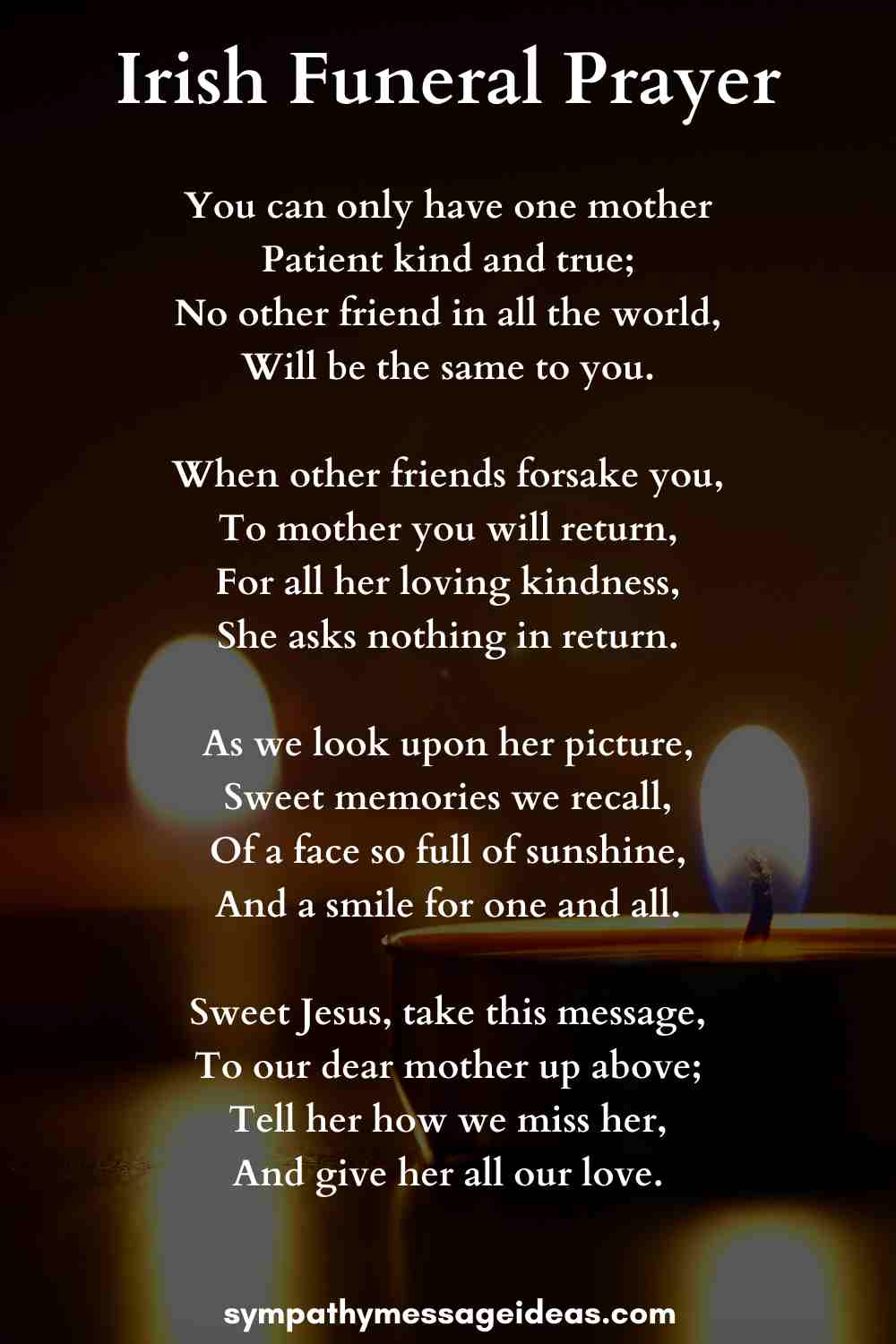 Irish funeral prayer for a mother