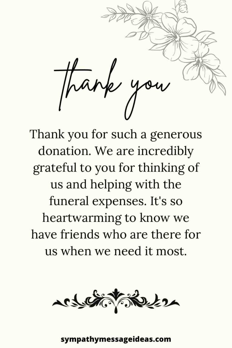 12 Example Funeral Thank You Notes for Money - Sympathy Message Ideas